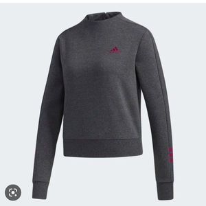 Adidas Crew Sweatshirt Womens Essentials Fleece Mock Neck Dark Grey
